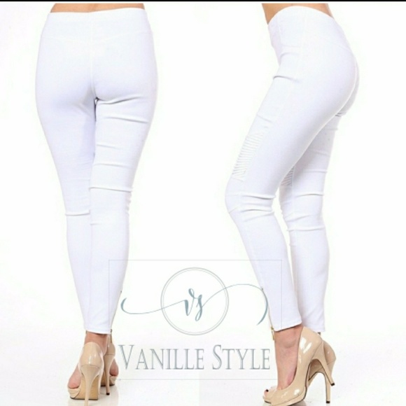 Restocked!🔃White Moto Jeggings - Picture 7 of 8